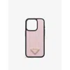 Prada Womens Pink Brand-plaque Saffiano Leather Iphone 15 Pro