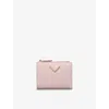Prada Womens  Brand-plaque Small Leather Wallet In Pink