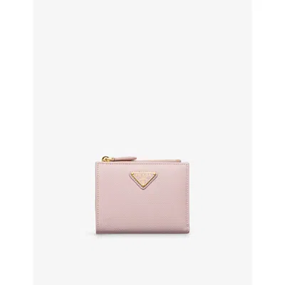 Prada Womens  Brand-plaque Small Leather Wallet In Pink
