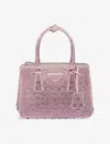 Prada Womens Pink Galleria Mini Crystal-embellished Satin Bag In Pink