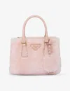 Prada Womens Pink Galleria Mini Shearling Top-handle Bag