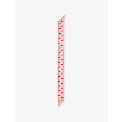 Prada Womens Pink Lips-print Silk-twill Scarf In Multi