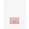 Prada Womens Pink Logo-plaque Small Leather Wallet In Pink