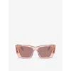 Prada Womens  Pr 08ys Rectangle-frame Acetate Sunglasses In Pink