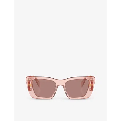 Prada Womens  Pr 08ys Rectangle-frame Acetate Sunglasses In Pink