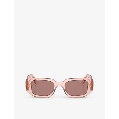 Prada Womens Pink Pr 17ws Rectangular-frame Acetate Sunglasses