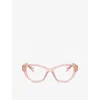 Prada Womens Pr 21zv Irregular-frame Acetate Glasses Pink In Pink