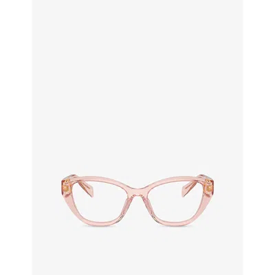 Prada Womens Pr 21zv Irregular-frame Acetate Glasses Pink
