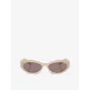 Prada Womens Pink Pr 26zs Irregular-frame Acetate Sunglasses