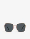 Prada Womens Pink Pr 64zs Square-frame Metal Sunglasses In Pink