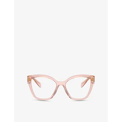 Prada Womens Pr20zv Irregular-frame Acetate Optical Glasses Pink