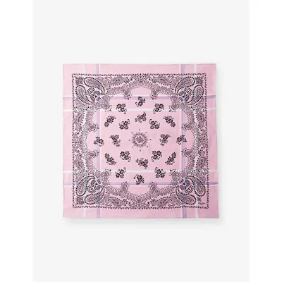 Prada Womens Pink Printed Paisley Cotton Scarf 65 X 65cm