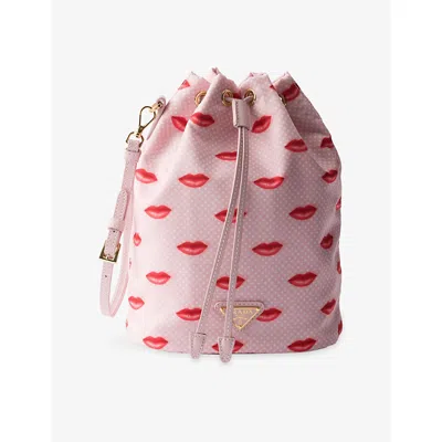 Prada Womens Pink Re-nylon Woven Pouch