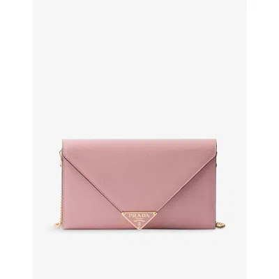 Prada Womens  Saffiano Mini Leather Bag In Pink