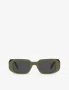 Prada Womens Pr 17ws Rectangular-frame Acetate Sunglasses Green In Green