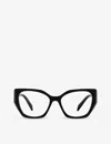 Prada Womens Pr 18wv Irregular-frame Acetate Glasses Black In Black