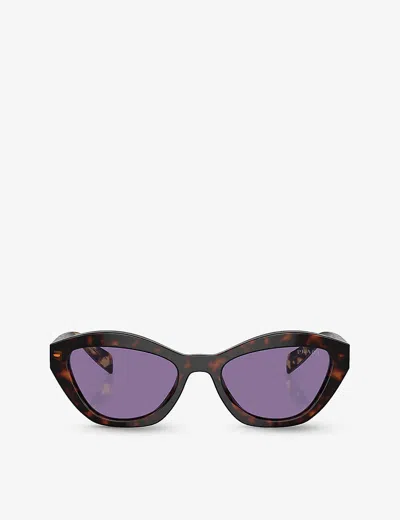 PRADA WOMENS BROWN PR A02S BUTTERFLY-FRAME ACETATE SUNGLASSES