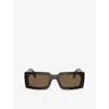 Prada Womens Brown Pr A07s Pillow-frame Tortoiseshell Acetate Sunglasses In Brown