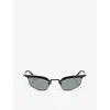 Prada Womens Pr B50s Rectangle-frame Metal Sunglasses Black In Black