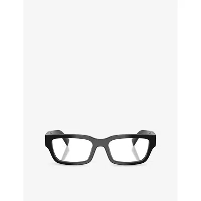 Prada Womens Pr C02v Rectangle-frame Acetate Optical Glasses Black