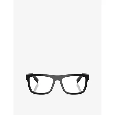 Prada Womens Pr C03v Square-frame Acetate Optical Glasses Black