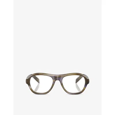 Prada Womens Pr C12v Aviator-frame Acetate Optical Glasses Brown