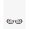 Prada Womens Pr D06s Oval-frame Tortoiseshell Acetate Sunglasses Clear In Blue