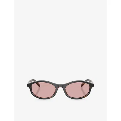 Prada Womens Pr D17s Oval-frame Acetate Sunglasses Brown In Pink