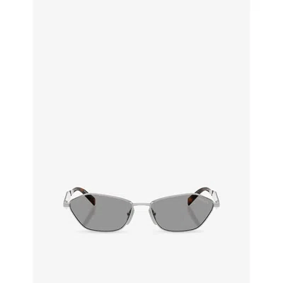 Prada Womens Pr D50s Irregular-frame Metal Sunglasses Silver