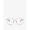 Prada Womens Pra59v Square-frame Steel Sunglasses Pink In Pink
