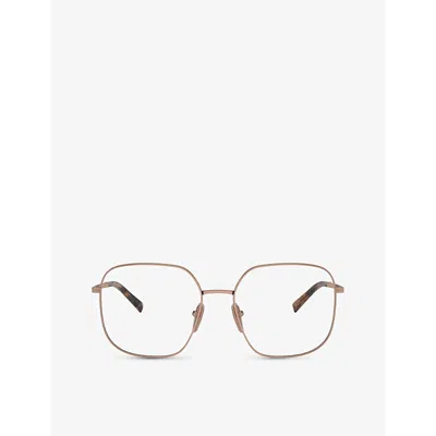 Prada Womens Pra59v Square-frame Steel Sunglasses Pink In Brass