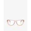 Prada Eyewear Rectangular Frame Glasses In Pink