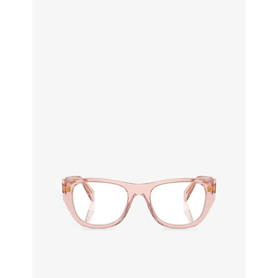 PRADA WOMENS PINK A18V IRREGULAR-FRAME ACETATE GLASSES