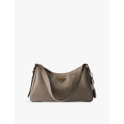 Prada Womens Grey Aimee Medium Leather Shoulder Bag