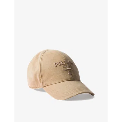 Prada Logo Canva Baseball Cap In Neutral