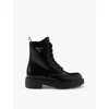 Prada Elegant Leather Ankle Boots With Lace-up Detail In Black