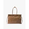 Prada Large Enamel Triangle Logo Belted Handbag In Brown