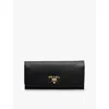 Prada Womens Black Brand-plaque Large Saffiano Leather Wallet In Black