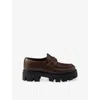 Prada Platform Leather Triangle Logo Loafers In Brown