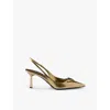 Prada Pointed High-heeled Sandals In Gold/silver