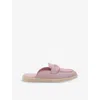 Prada Logo-plaque Suede Mules In Pink