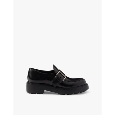 Prada Brushed Leather Loafers In Black