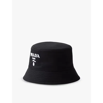 PRADA WOMENS PRADA BRANDED WIDE-BRIM COTTON BUCKET HAT