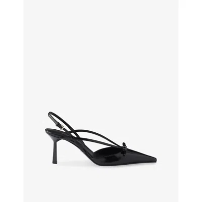 Prada Womens  Brushed Leather Slingback Heeled Courts In Black