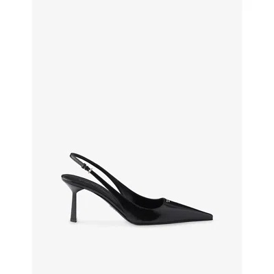 Prada Womens  Brushed Leather Slingback Heeled Courts In Black