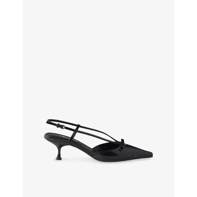 Prada Womens  Brushed Leather Slingback Pumps In Black