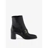 Prada Black Leather Ankle Boots In Black