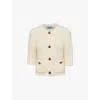 Prada Boucle Elbow-sleeve Cardigan In White
