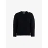 Prada Wool Boucle Knit Sweater With Shoulder Buttons In Black