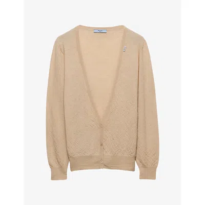 Prada Womens  Cashmere Cardigan In Neutral